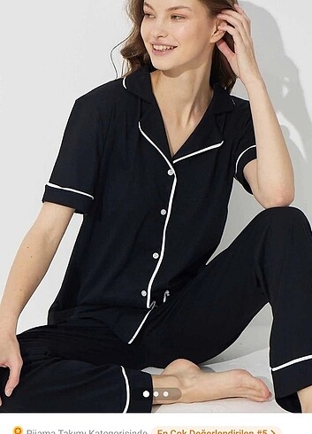  Kadın siyah beyaz kısa kollu pamuklu düğmeli biyeli pijama takı
