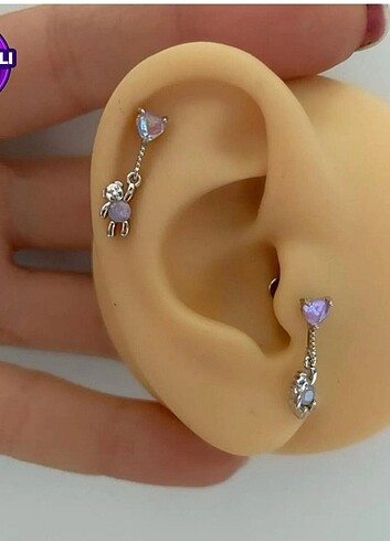 Trendyol & Milla Sallanan ayıcık arkası düz önden takmalı helix kıkırdak tragus l
