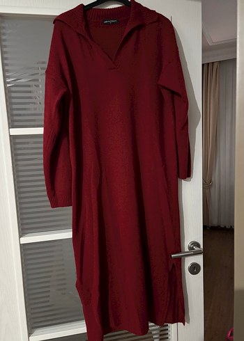 LC Waikiki Bordo V Yaka Triko Elbise