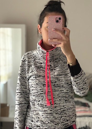 Diğer Gri Zebra Desenli Fermuarlı Sweatshirt