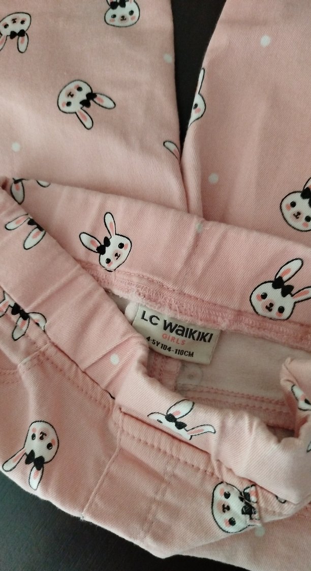 Kız Çocuk Pembe Baskılı Tayt - Görsel 3