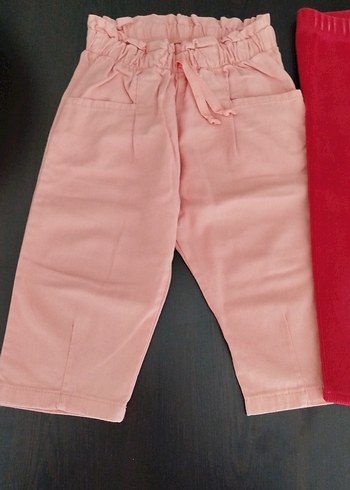 Kız Çocuk Pileli Süet Pantolon - Pembe - Görsel 4