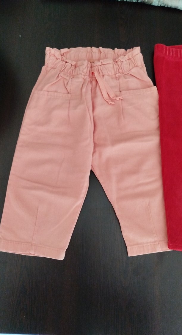 Kız Çocuk Pileli Süet Pantolon - Pembe - Görsel 4