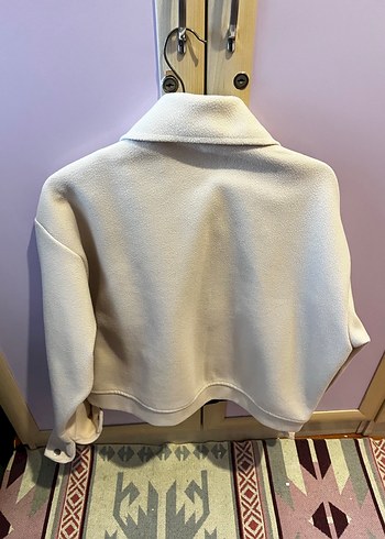 Bej Mini Düğmeli Kadın Kaban - Görsel 3