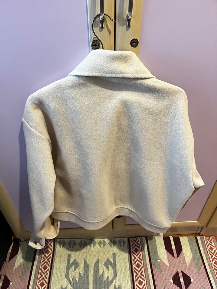 Bej Mini Düğmeli Kadın Kaban - Görsel 5