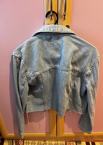 Düğmeli Kadın Mavi Denim Ceket - Görsel 5