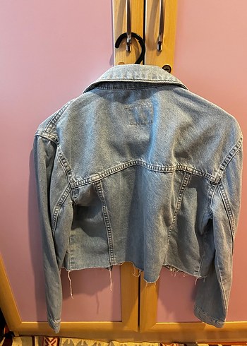 Düğmeli Kadın Mavi Denim Ceket - Görsel 4