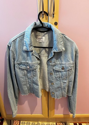 Düğmeli Kadın Mavi Denim Ceket - Görsel 2