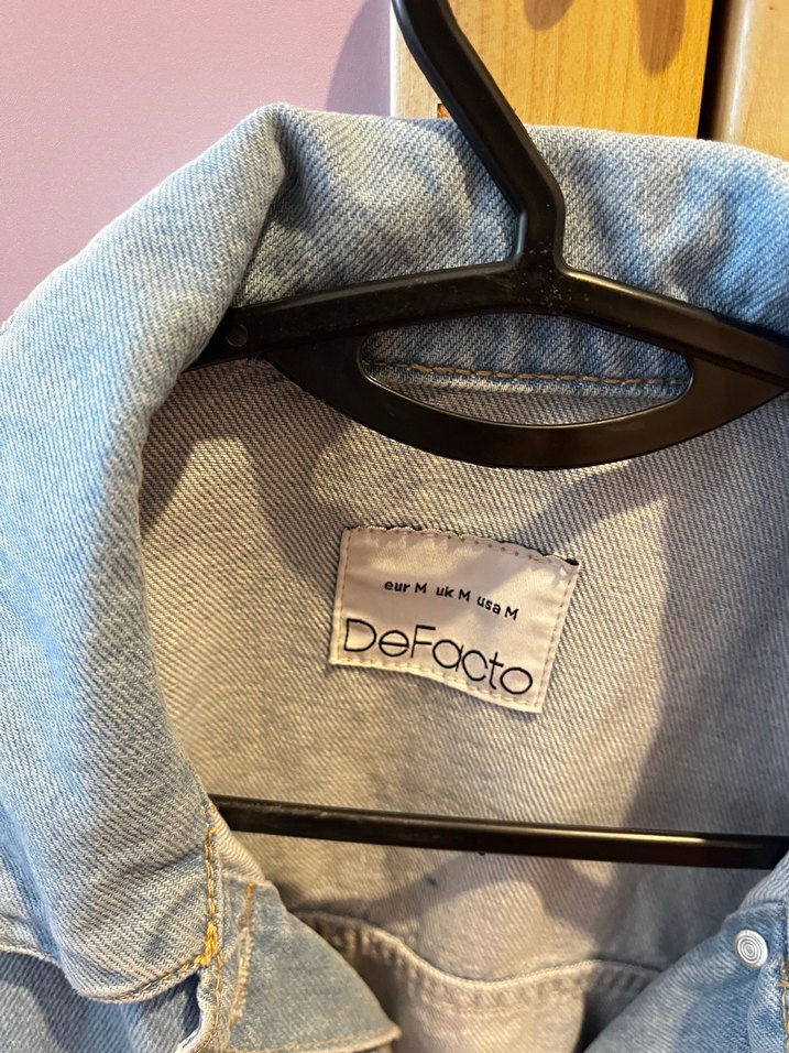 Düğmeli Kadın Mavi Denim Ceket - Görsel 3