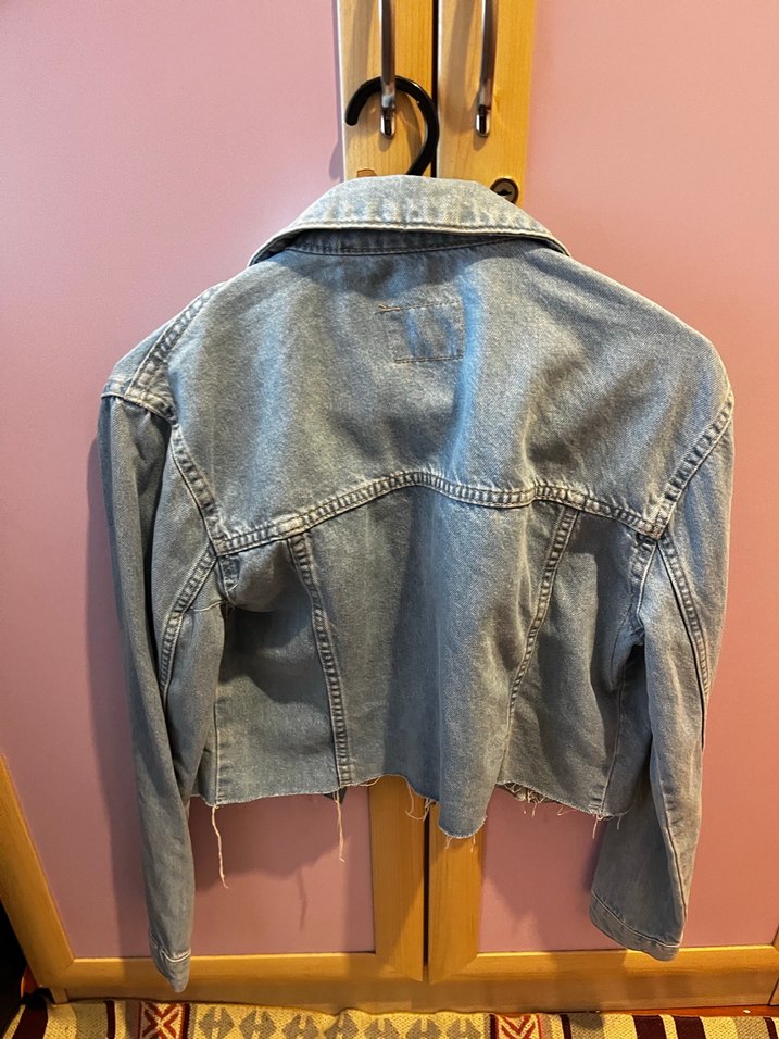 Düğmeli Kadın Mavi Denim Ceket - Görsel 5