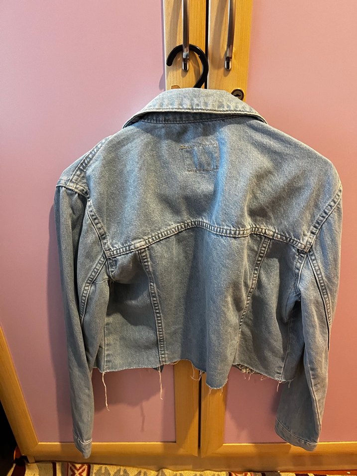 Düğmeli Kadın Mavi Denim Ceket - Görsel 4