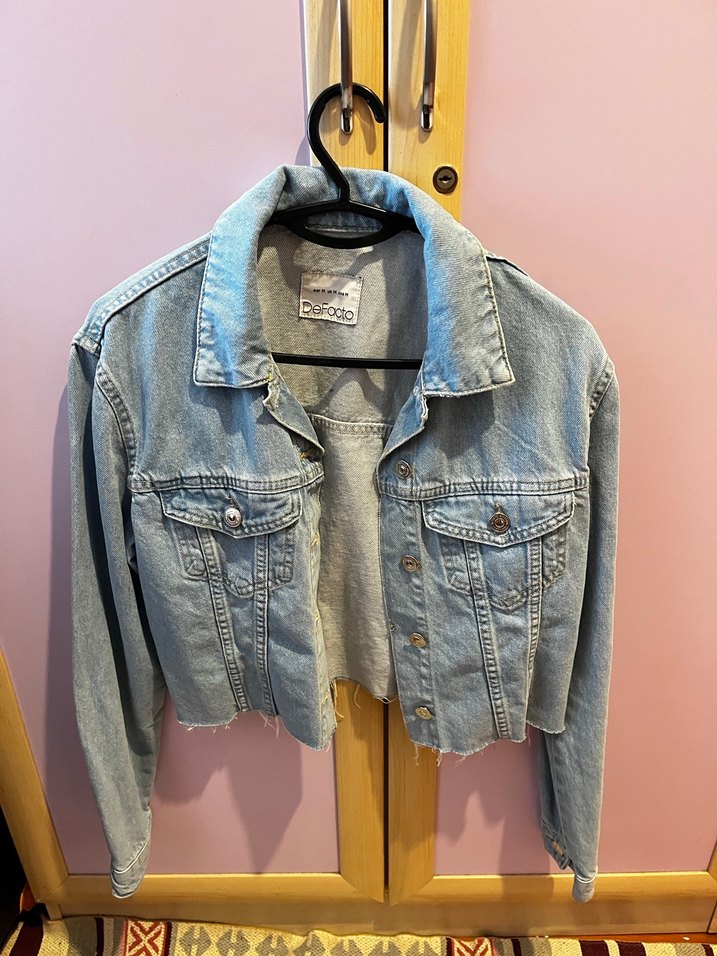 Düğmeli Kadın Mavi Denim Ceket - Görsel 2