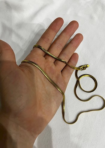 Altın Renkli GOLD KARARMAZ Yılan Desenli Uzun Kadın Kolyesi - Görsel 4