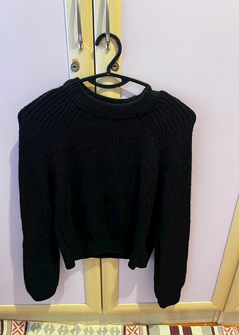 Siyah Örgü Kadın Kazak - Görsel 2