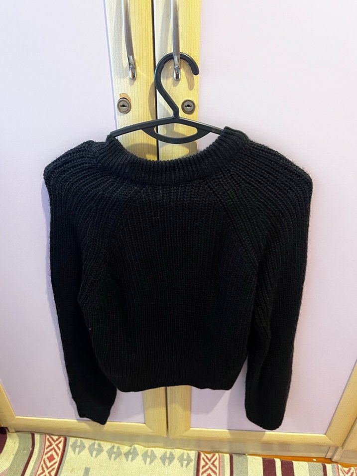 Siyah Örgü Kadın Kazak - Görsel 3