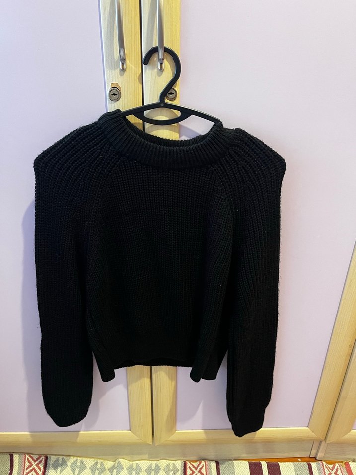 Siyah Örgü Kadın Kazak - Görsel 2