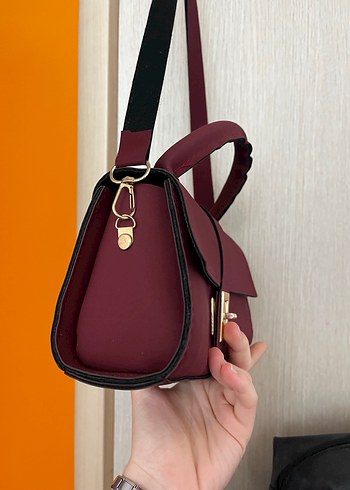 Bordo Süet Kadın Omuz Çantası - Görsel 4