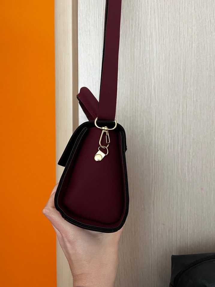 Bordo Süet Kadın Omuz Çantası - Görsel 3