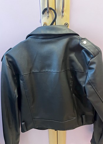 Siyah Deri Biker Ceket - Görsel 5
