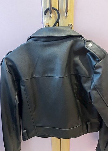 Siyah Deri Biker Ceket - Görsel 9