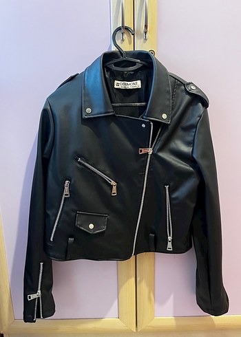 Siyah Deri Biker Ceket - Görsel 2