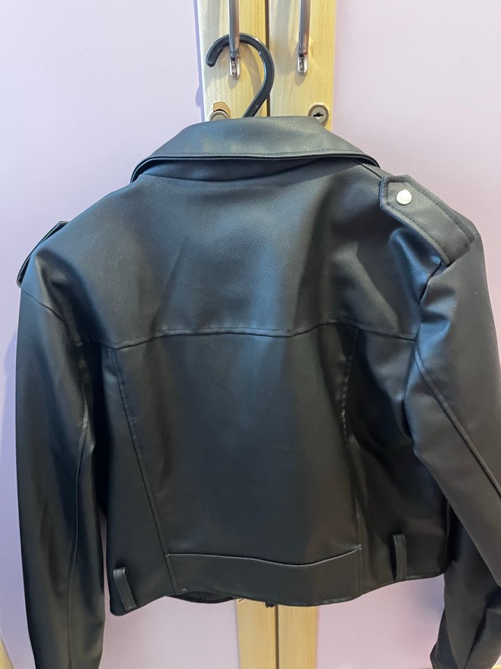 Siyah Deri Biker Ceket - Görsel 5