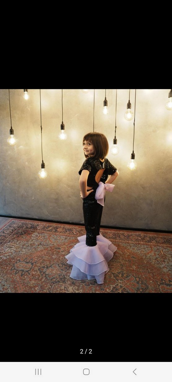 Parlak Siyah Gotik Çocuk Kostümü - Görsel 2