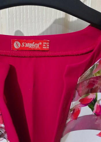 Pembe Çiçek Desenli Kısa Kadın Ceket - Görsel 2