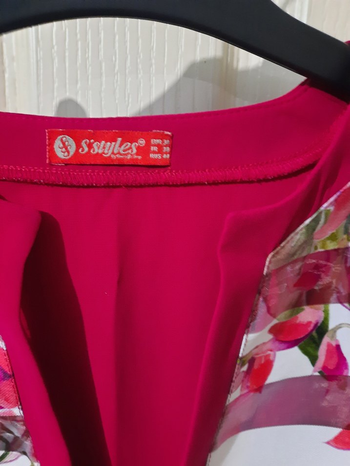 Pembe Çiçek Desenli Kısa Kadın Ceket - Görsel 2