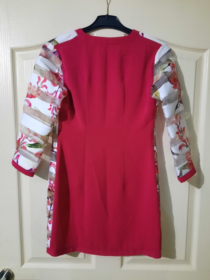 Pembe Çiçek Desenli Kısa Kadın Ceket - Görsel 3