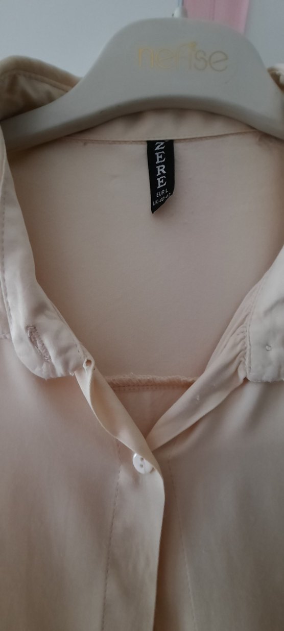 Bej Kadın Midi Boy Düğmeli Gömlek - Görsel 2