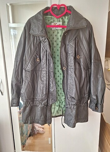 Kadın oversize deri ceket vintage 