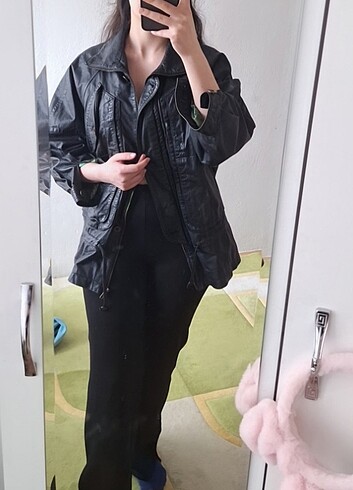 m Beden Kadın oversize deri ceket vintage 