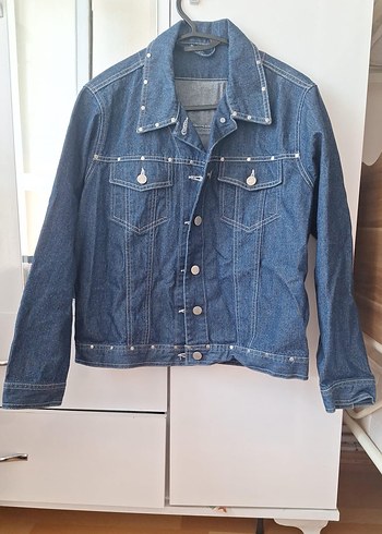 Düğmeli Mavi Kadın Denim Ceket