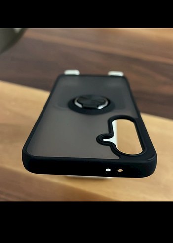 S24 FE Metal Yüzüklü Siyah Telefon Kılıfı - Görsel 3