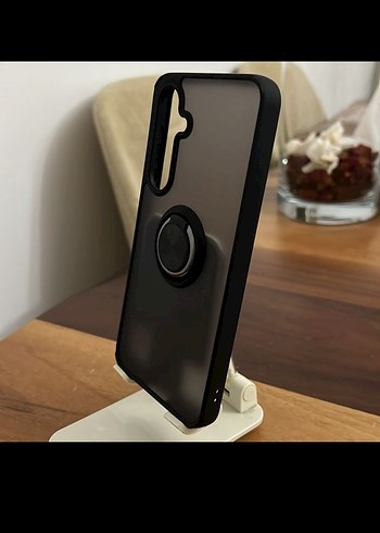 S24 FE Metal Yüzüklü Siyah Telefon Kılıfı - Görsel 2