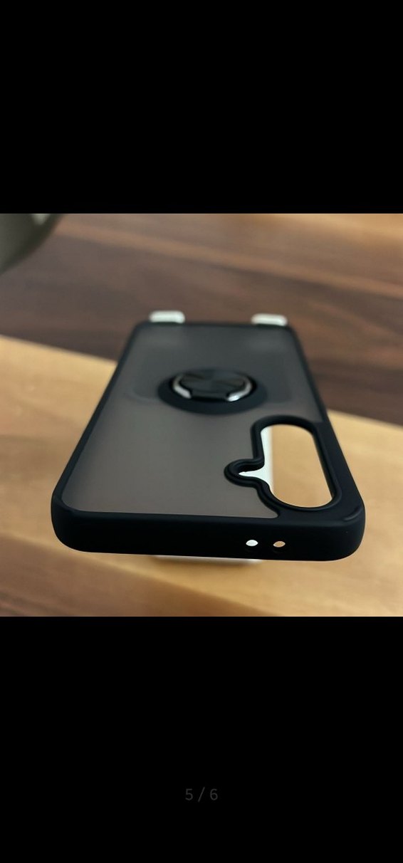 S24 FE Metal Yüzüklü Siyah Telefon Kılıfı - Görsel 3