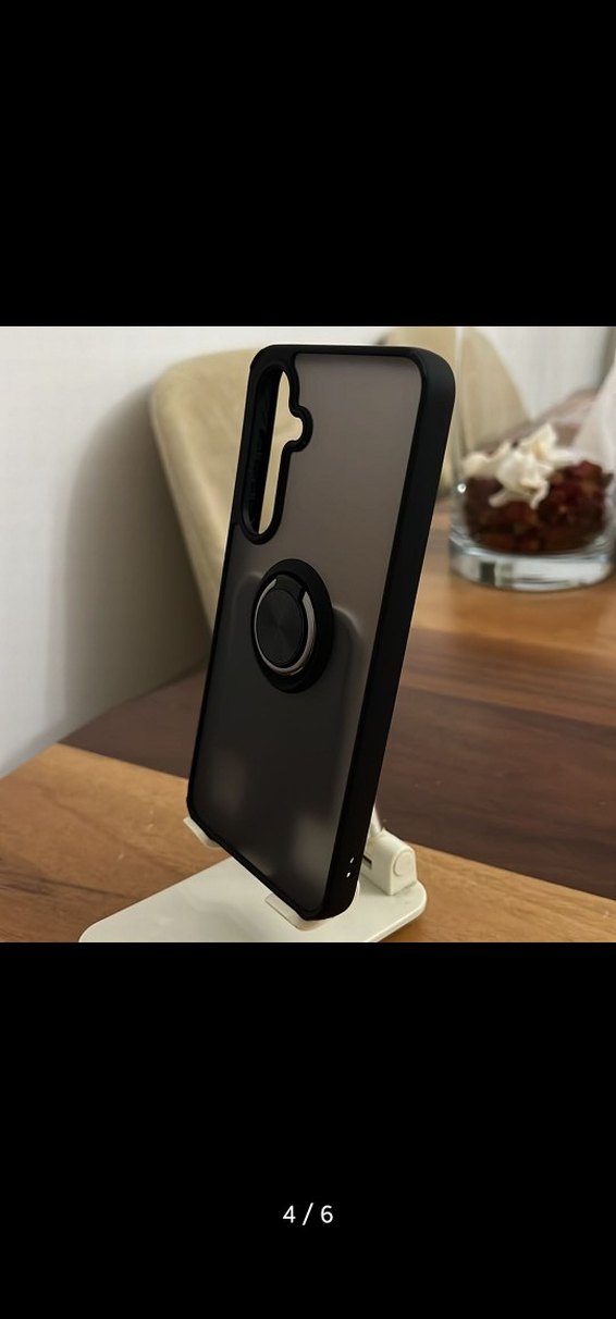 S24 FE Metal Yüzüklü Siyah Telefon Kılıfı - Görsel 2