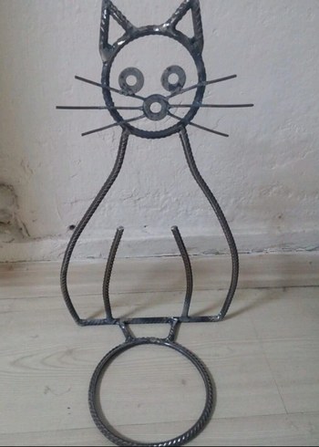 Kedi Figürlü Metal Saksılık - Görsel 2