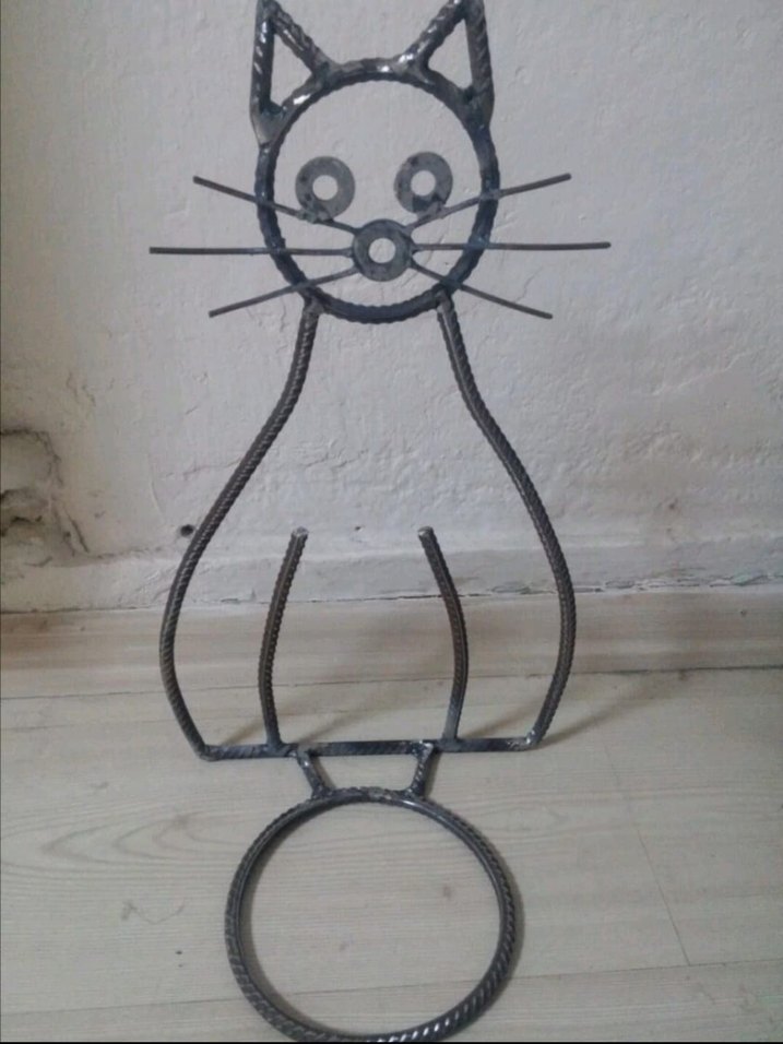 Kedi Figürlü Metal Saksılık - Görsel 2