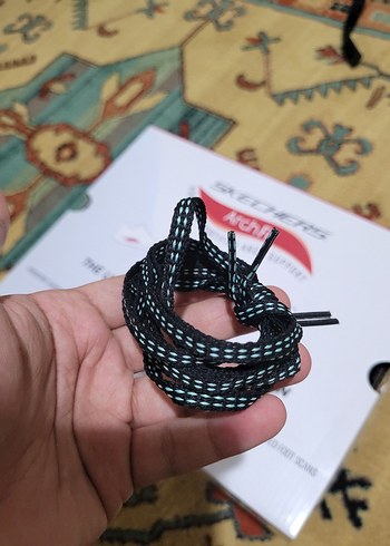 Orjinal Skechers ArchFit Siyah/Turkuaz Ayakkabı Bağcığı Sıfır - Görsel 2