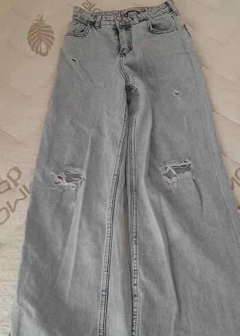 Gri Bol Kesim Kadın Denim Jean