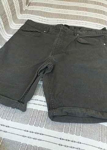 Siyah Bol Kesim Denim Bermuda Şort erkek
