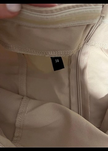 Bej Kadın Askısız Kemerli Tulum - Görsel 2