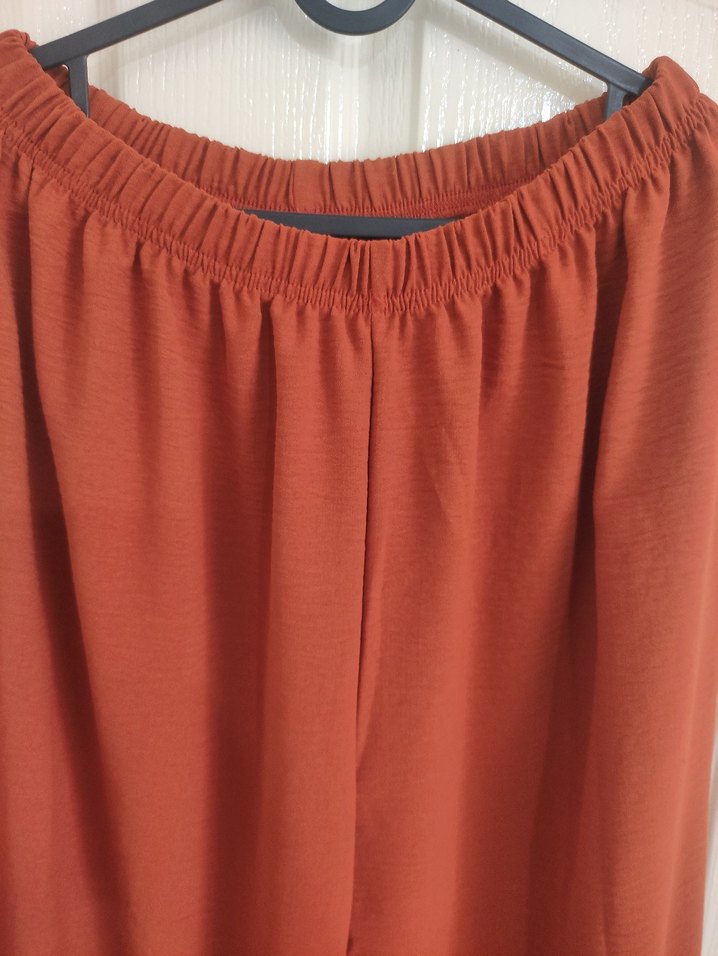 Kadın Keten Salaş Kahverengi Pantolon - Görsel 2