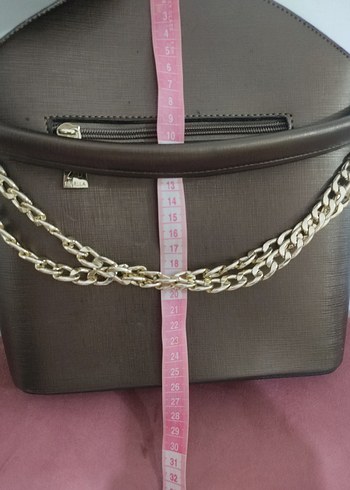 Zincir Detaylı Parlak Kahverengi Kadın Çanta - Görsel 4