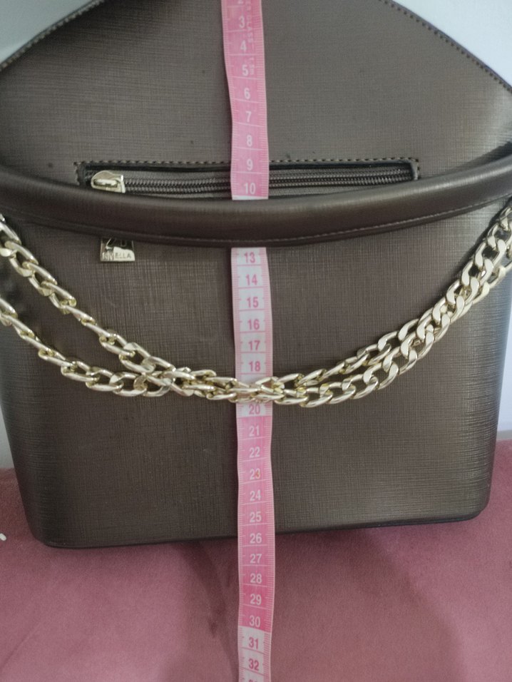 Zincir Detaylı Parlak Kahverengi Kadın Çanta - Görsel 4