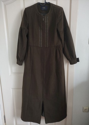 Koyu yeşil Uzun Kadın keçe Kaban - Görsel 3