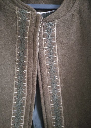 Koyu yeşil Uzun Kadın keçe Kaban - Görsel 7