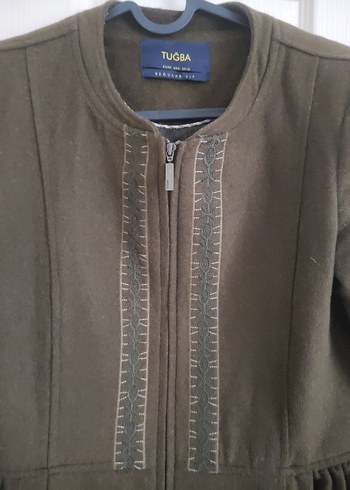 Koyu yeşil Uzun Kadın keçe Kaban - Görsel 6